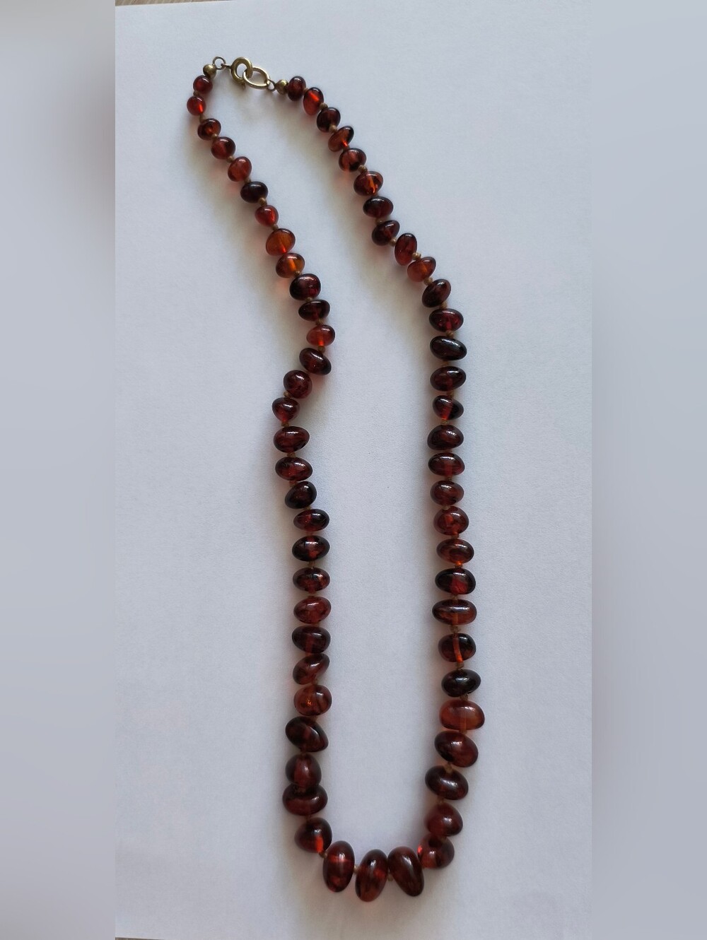 Vintage Amber Bead Necklace - Cognac Brown